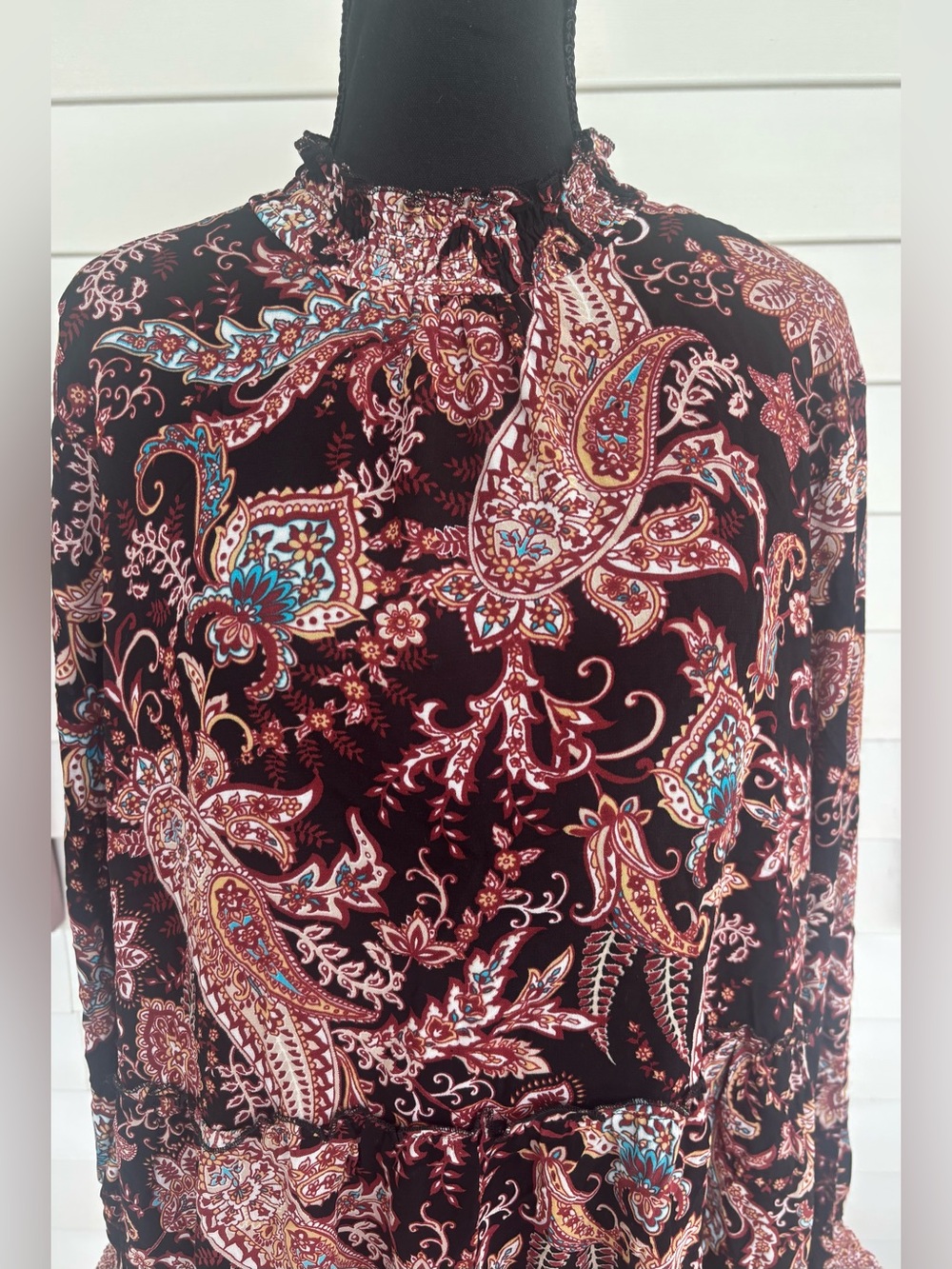 Anthropologie Ruffled Paisley Tiered Cady Dress Size 2X Boho Flowy - Picture 3 of 6